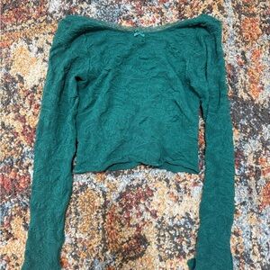 Urban Outfitters Teal Lace Long Sleeve Top